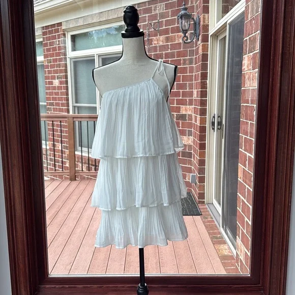 Lulus Blowing Kisses White Pleated One-Shoulder Mini Dress - Picture 7 of 13